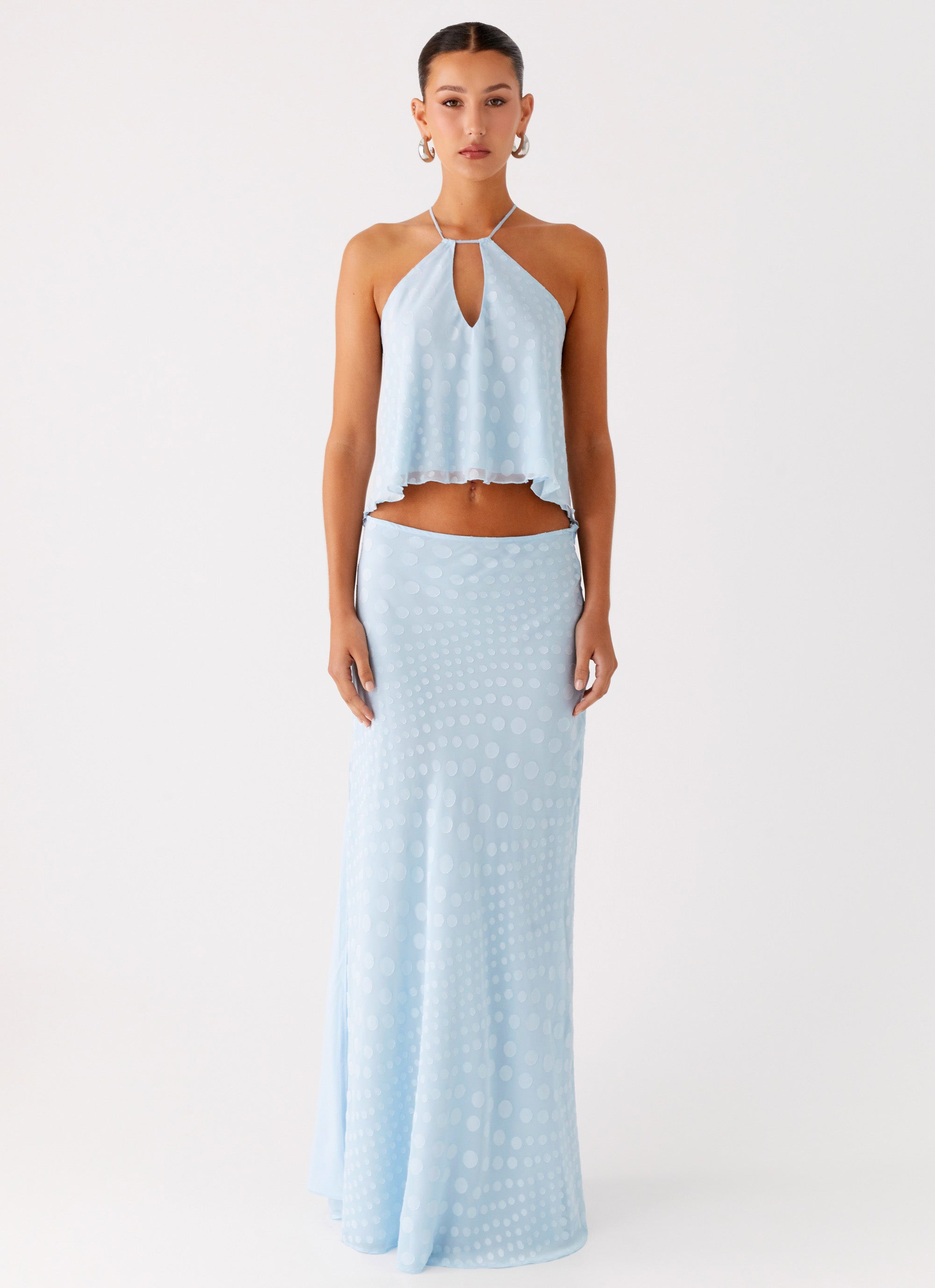 Mena Chiffon Spot Top - Blue