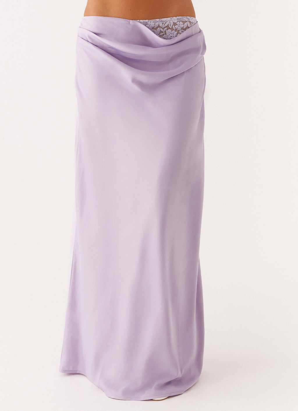 Nancy Lace Satin Maxi Skirt - Lilac