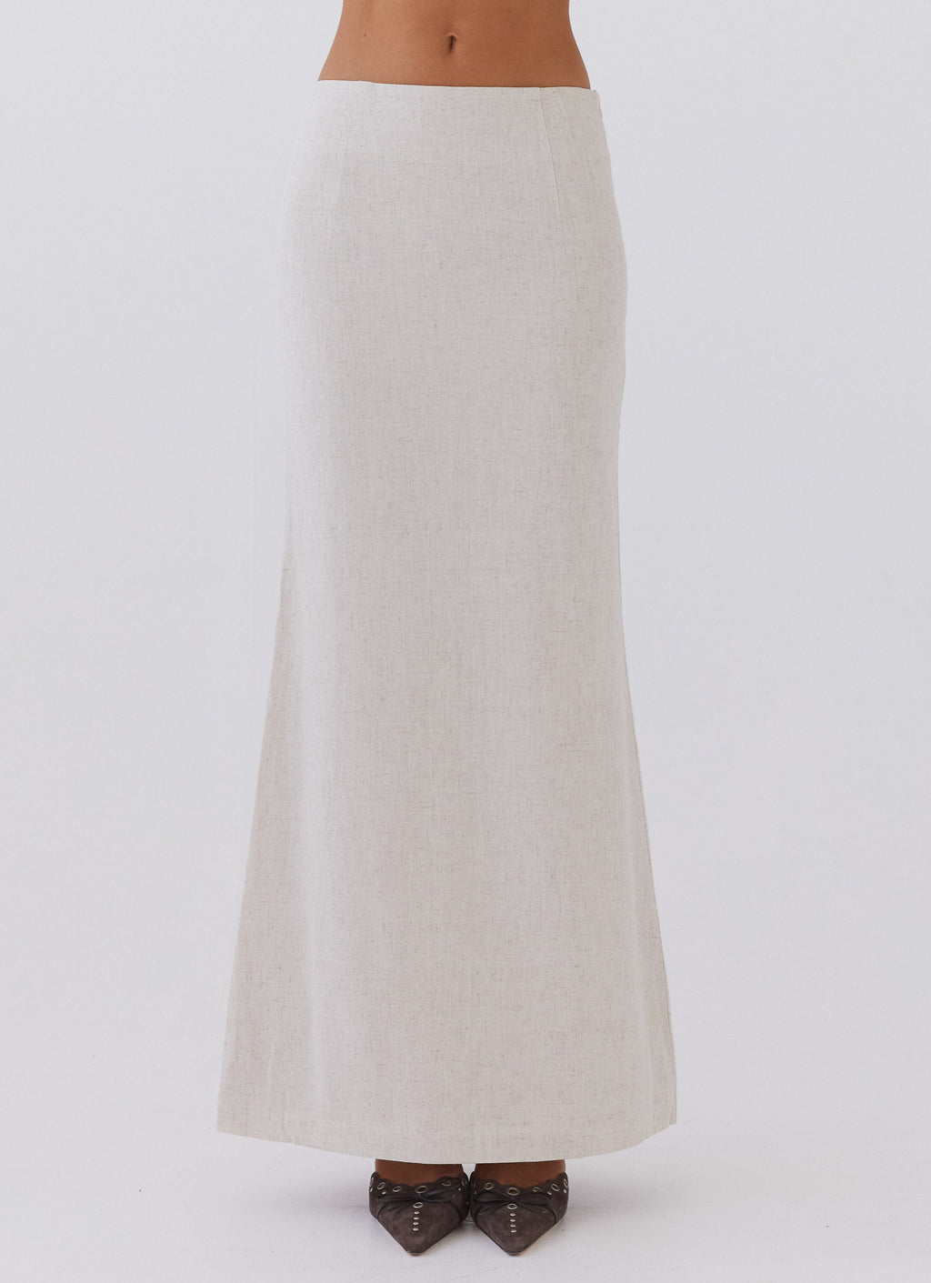 Born For Bordeaux Linen Midi Skirt - Oatmeal