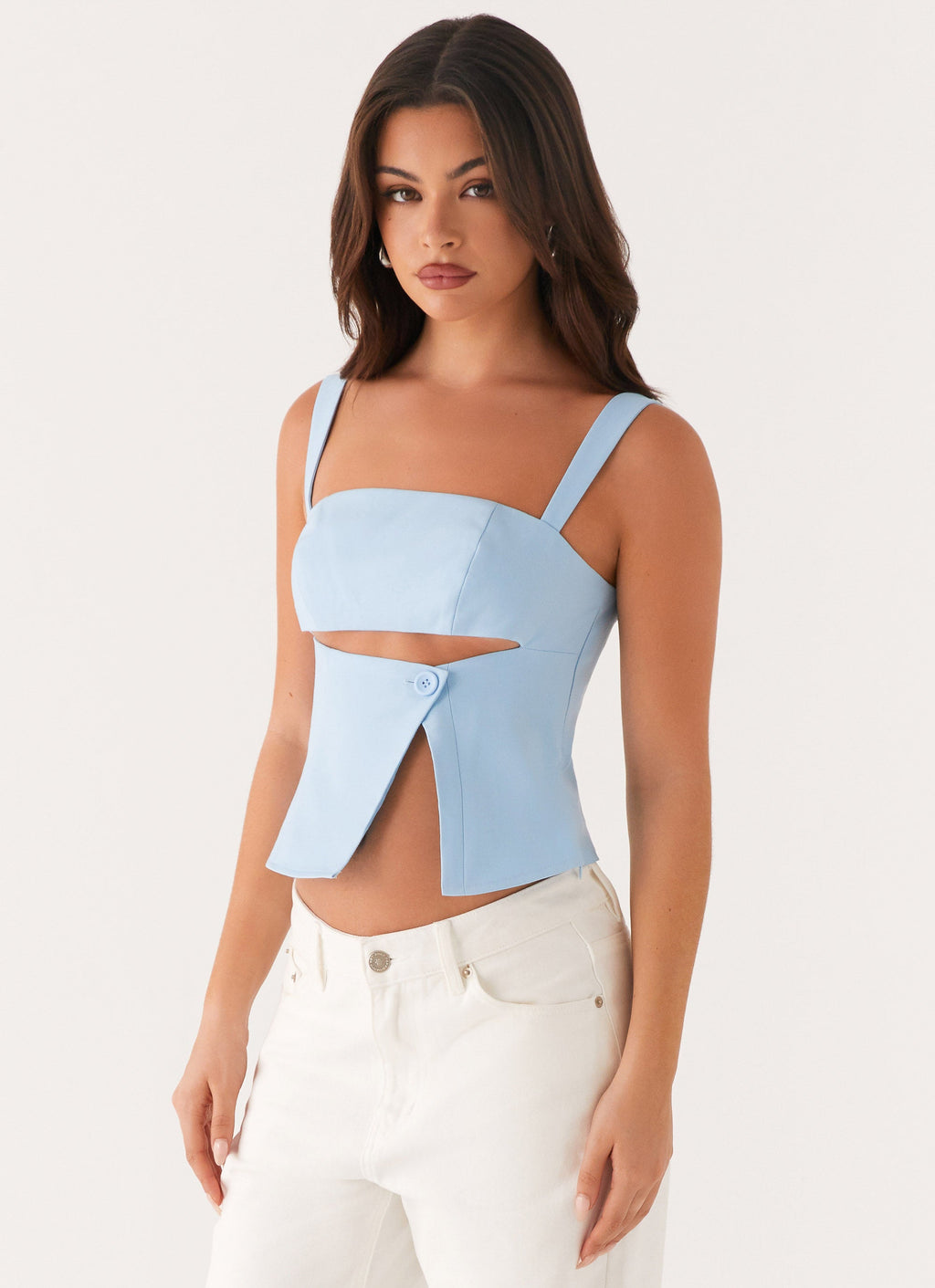 Pia Cut Out Top - Pastel Blue