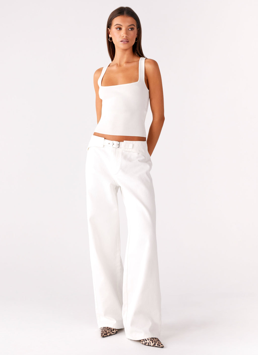 Texas Low Rise Denim Jeans - White